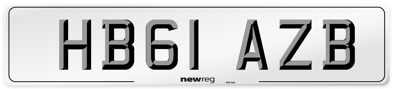 HB61 AZB Number Plate from New Reg